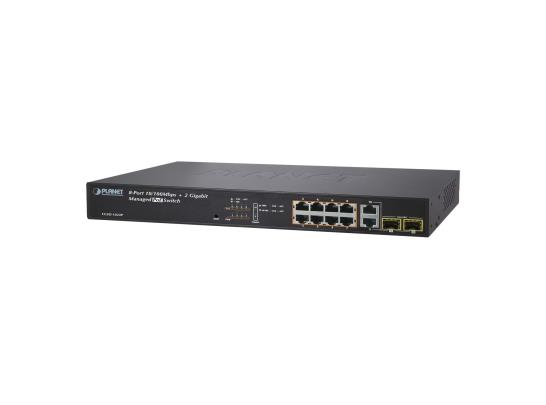 Planet FGSD-1022P 8-Port 10/100Mbps + 2G TP / SFP Kombo PoE Yönetimli Switch